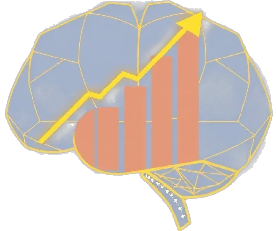 Icono de una gráfica ascendente y un cerebro, simbolizando consultoría estratégica y predictiva.